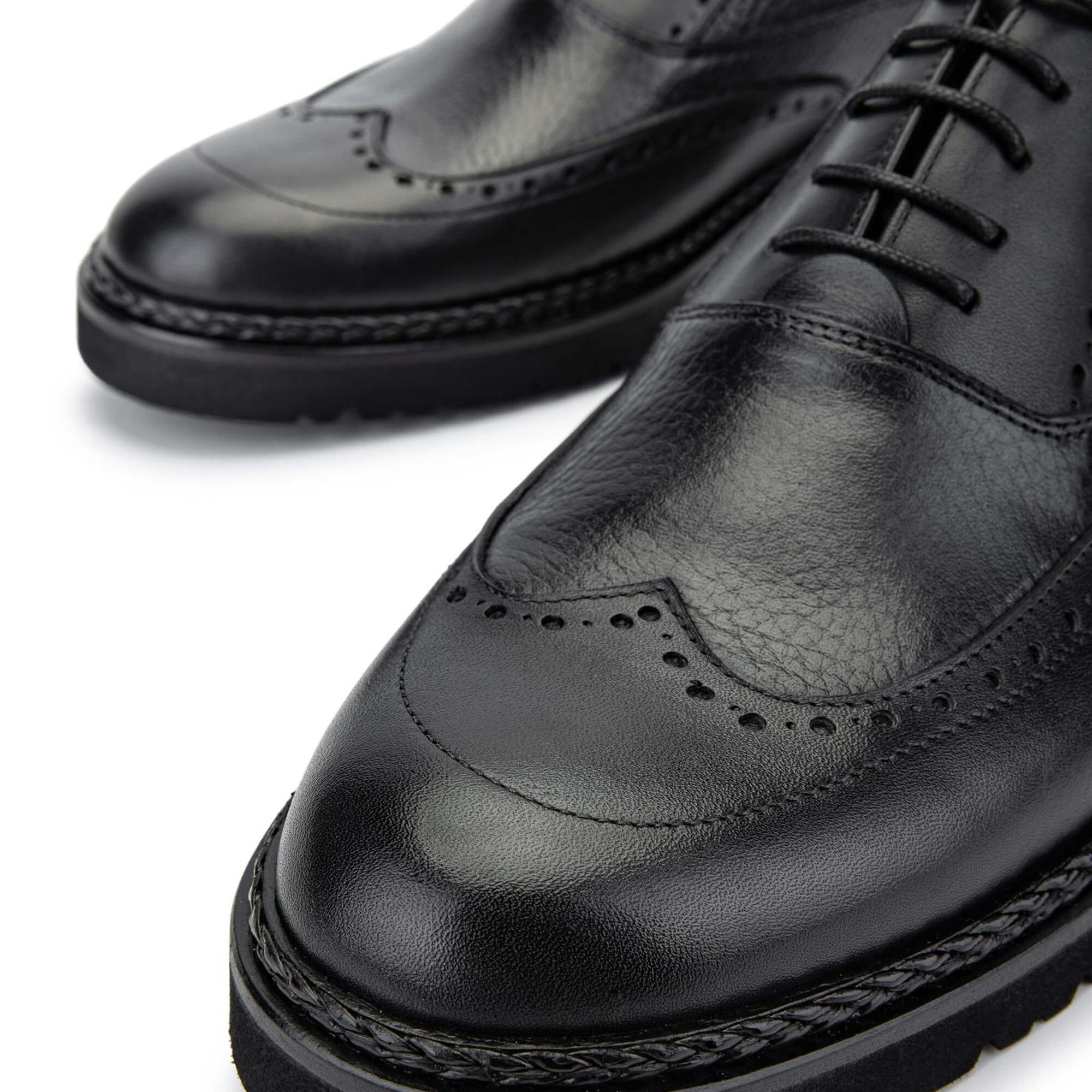 Tamer Tanca Erkek Hakiki Deri Siyah Floter Casual Ayakkabı