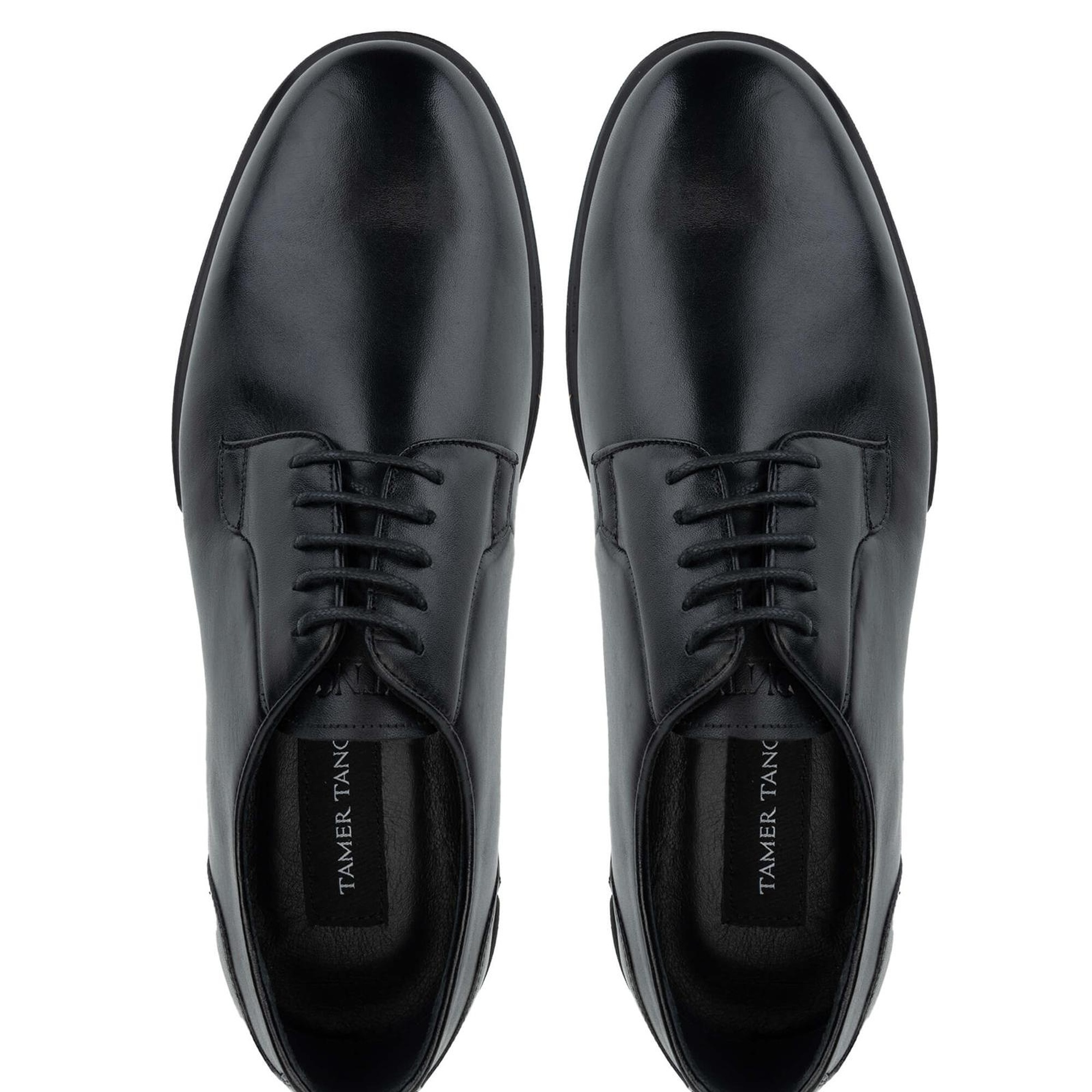 Tamer Tanca Erkek Hakiki Deri Siyah Deri Casual Ayakkabı