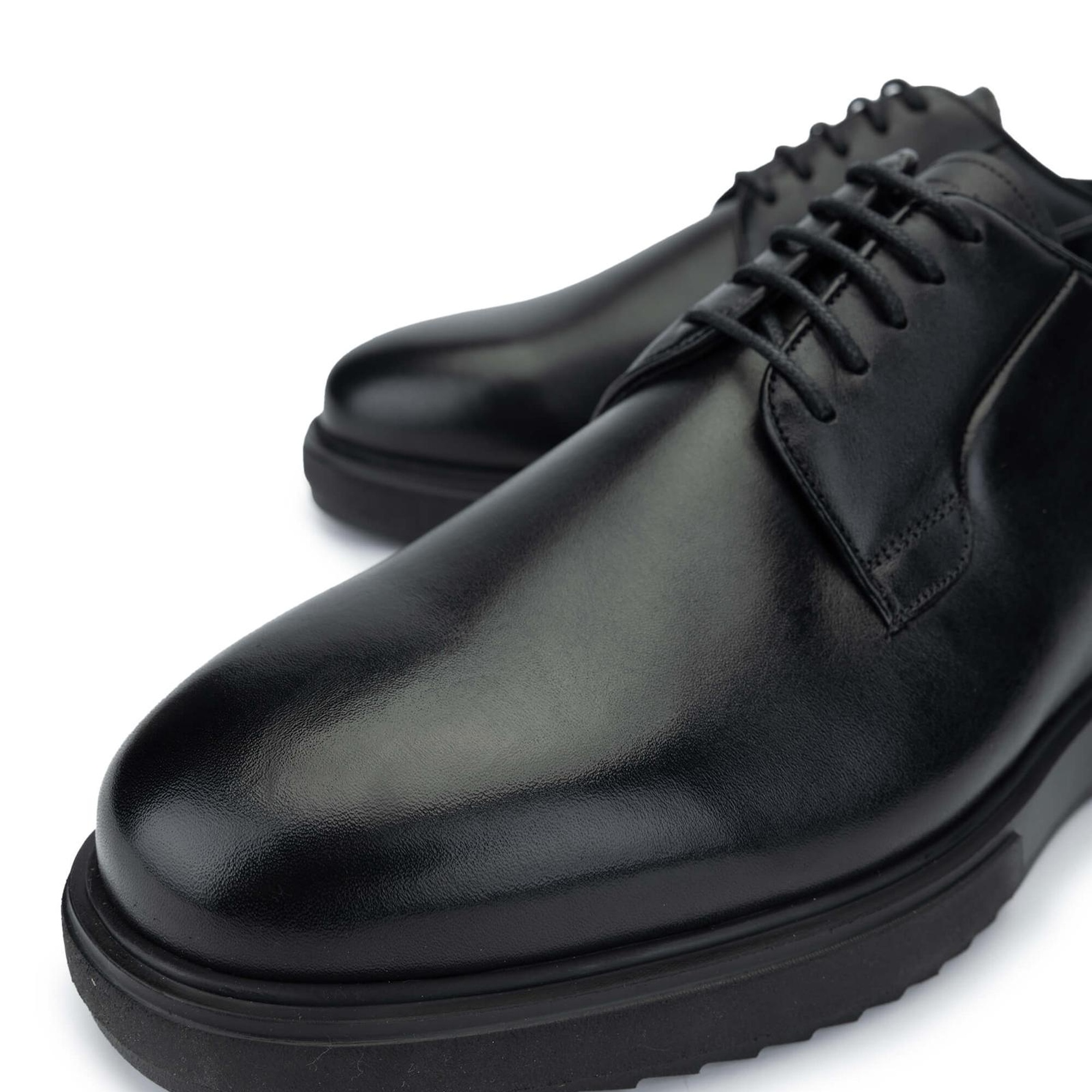 Tamer Tanca Erkek Hakiki Deri Siyah Deri Casual Ayakkabı