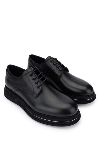  Tamer Tanca Erkek Hakiki Deri Siyah Analin Casual Ayakkabı