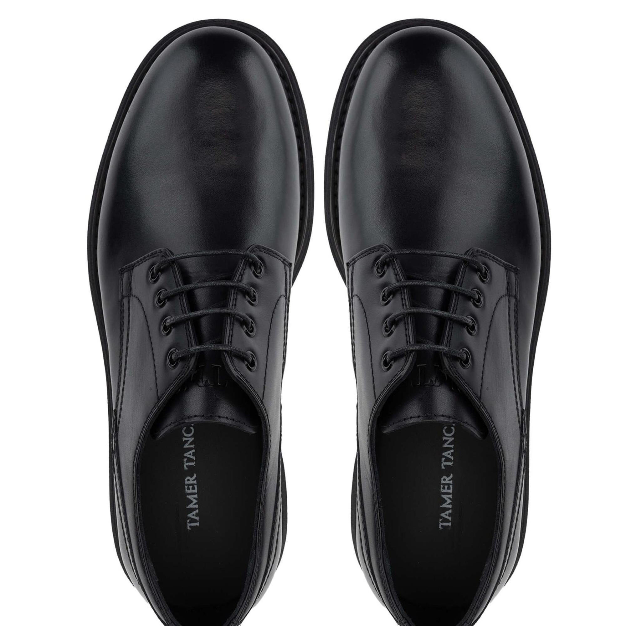 Tamer Tanca Erkek Hakiki Deri Siyah Analin Casual Ayakkabı