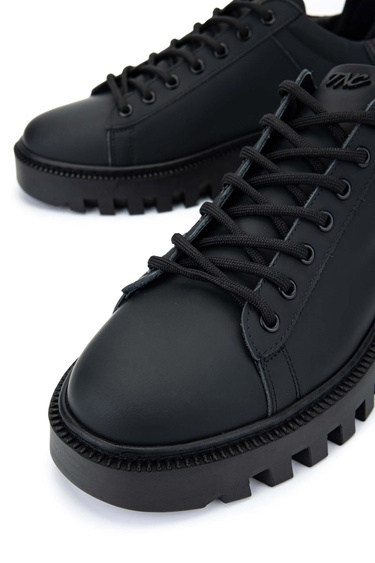  Tamer Tanca Erkek Hakiki Deri Siyah Casual Ayakkabı