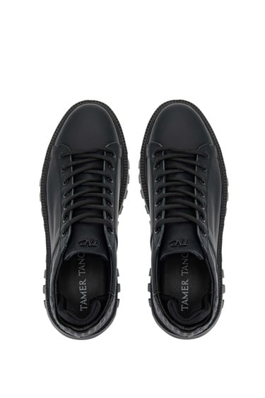  Tamer Tanca Erkek Hakiki Deri Siyah Casual Ayakkabı