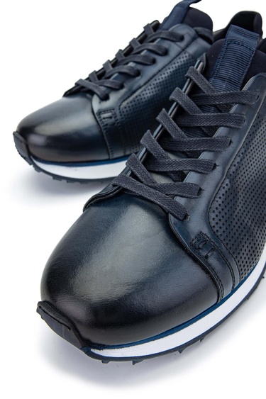  Tamer Tanca Erkek Hakiki Deri Lacivert Sneakers & Spor Ayakkabı