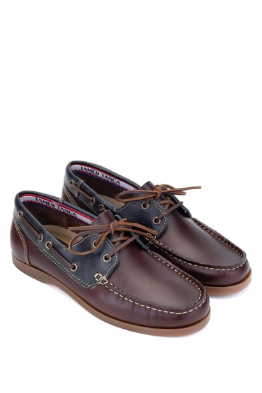  Tamer Tanca Erkek Hakiki Deri Bordo/Lacivert Casual Ayakkabı