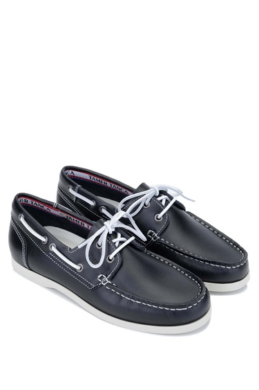  Tamer Tanca Erkek Hakiki Deri Lacivert/Beyaz Casual Ayakkabı