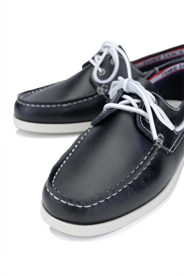  Tamer Tanca Erkek Hakiki Deri Lacivert/Beyaz Casual Ayakkabı