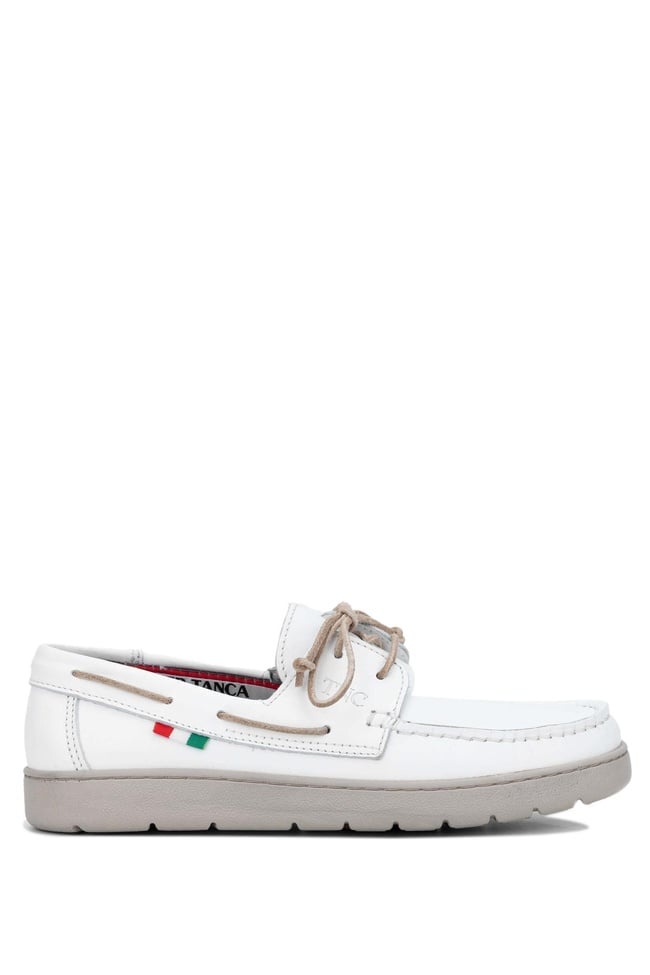  Tamer Tanca Erkek Hakiki Deri Beyaz Casual Ayakkabı