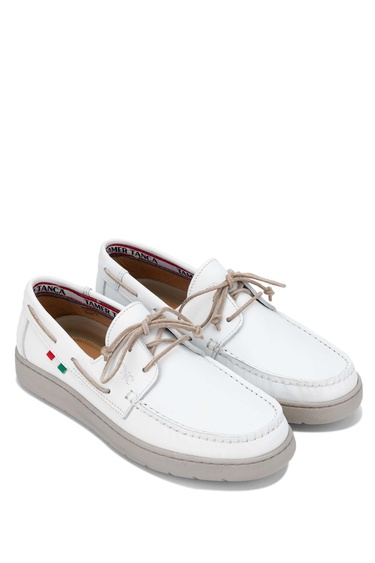  Tamer Tanca Erkek Hakiki Deri Beyaz Casual Ayakkabı