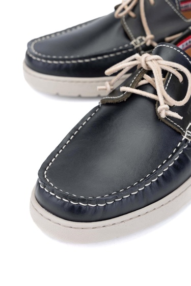  Tamer Tanca Erkek Hakiki Deri Lacivert/Yeşil Casual Ayakkabı