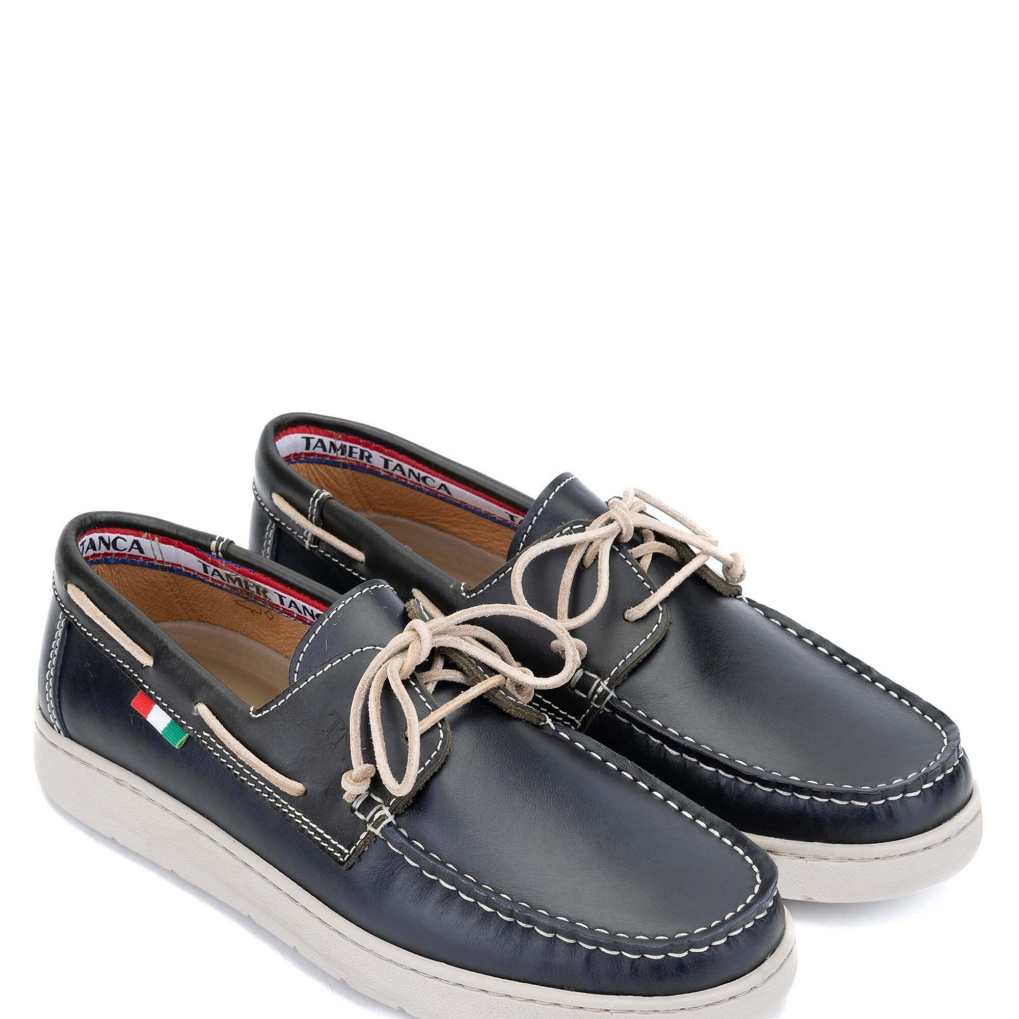 Tamer Tanca Erkek Hakiki Deri Lacivert/Yeşil Casual Ayakkabı