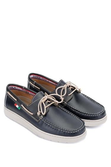  Tamer Tanca Erkek Hakiki Deri Lacivert/Yeşil Casual Ayakkabı