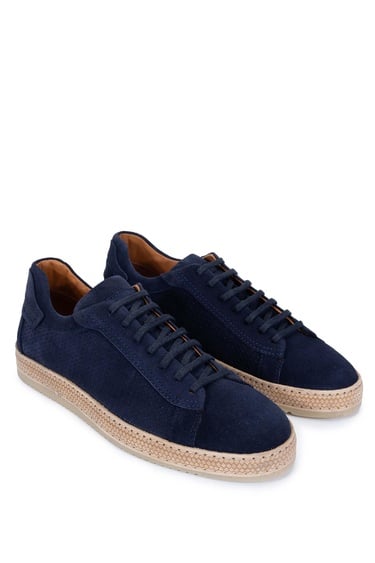  Tamer Tanca Erkek Hakiki Deri Lacivert Süet Casual Ayakkabı