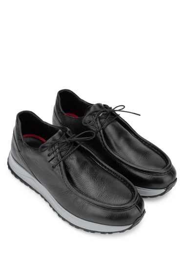  Tamer Tanca Erkek Hakiki Deri Siyah Deri Casual Ayakkabı