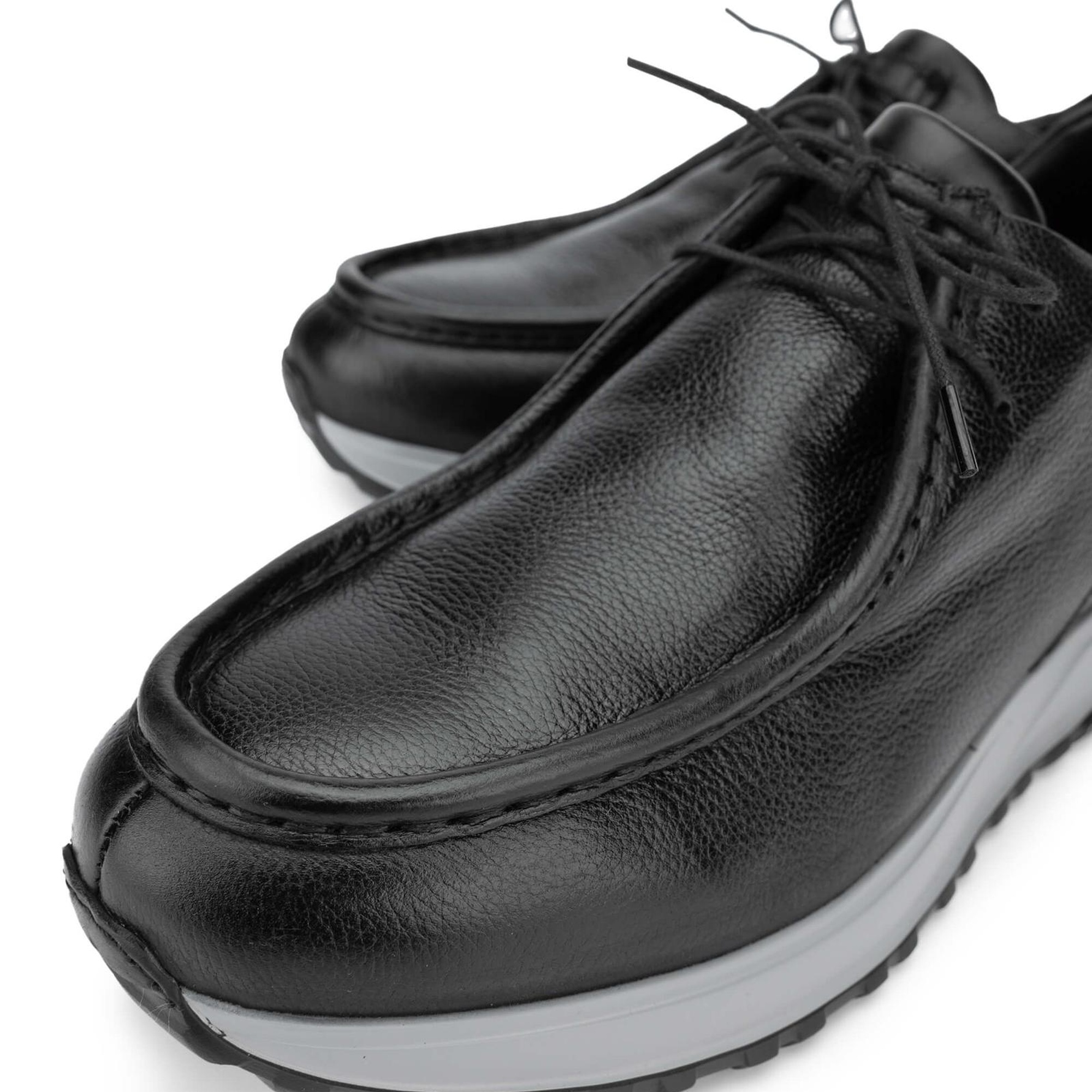 Tamer Tanca Erkek Hakiki Deri Siyah Deri Casual Ayakkabı