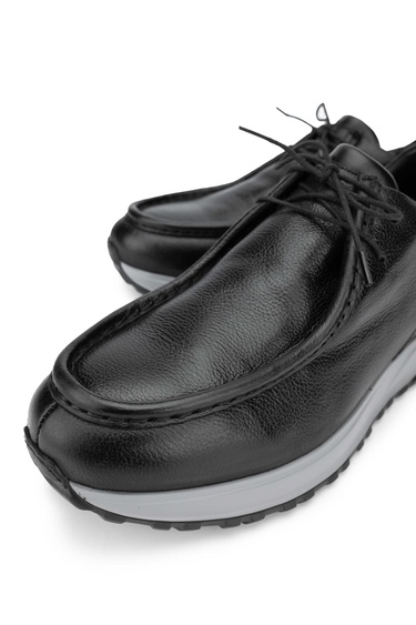  Tamer Tanca Erkek Hakiki Deri Siyah Deri Casual Ayakkabı
