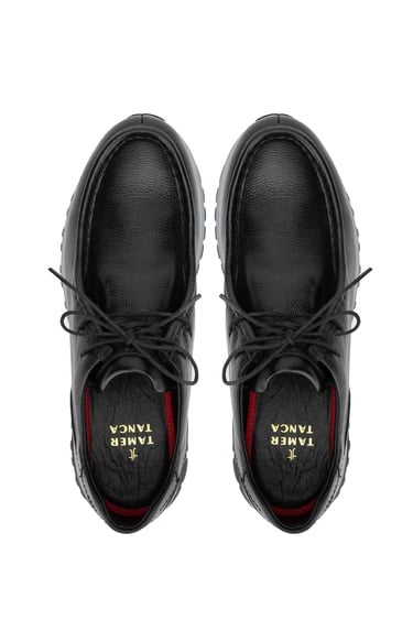  Tamer Tanca Erkek Hakiki Deri Siyah Deri Casual Ayakkabı