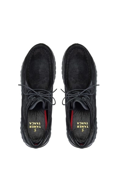  Tamer Tanca Erkek Hakiki Deri Siyah Süet Casual Ayakkabı