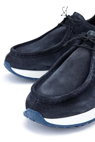  Tamer Tanca Erkek Hakiki Deri Lacivert Süet Casual Ayakkabı