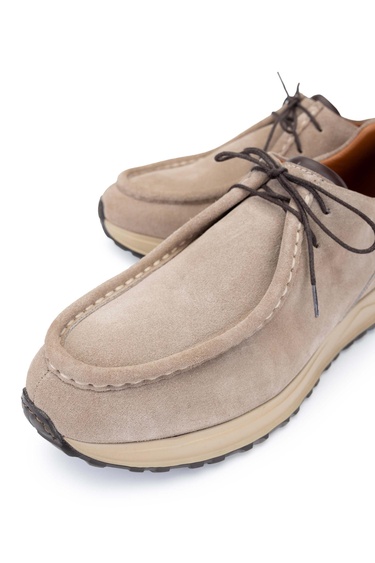  Tamer Tanca Erkek Hakiki Deri Bej Süet Casual Ayakkabı