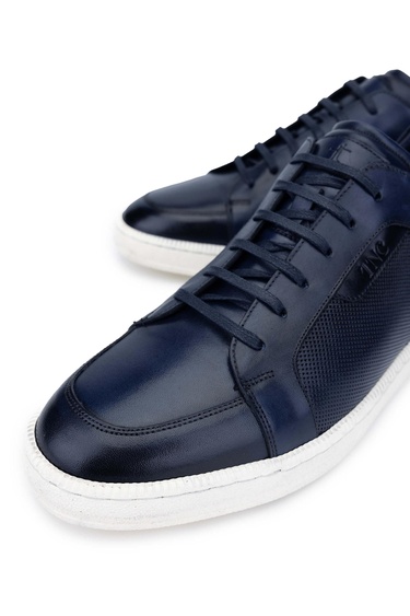  Tamer Tanca Erkek Hakiki Deri Lacivert Casual Ayakkabı