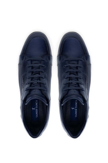  Tamer Tanca Erkek Hakiki Deri Lacivert Casual Ayakkabı