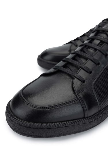  Tamer Tanca Erkek Hakiki Deri Siyah Casual Ayakkabı