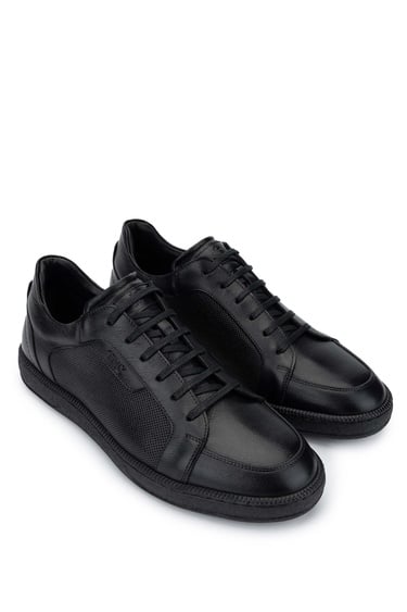  Tamer Tanca Erkek Hakiki Deri Siyah Casual Ayakkabı
