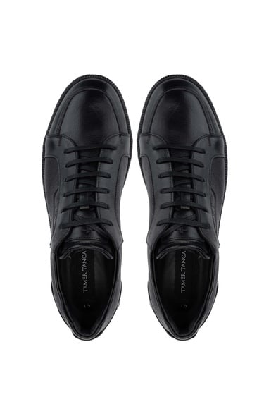  Tamer Tanca Erkek Hakiki Deri Siyah Casual Ayakkabı