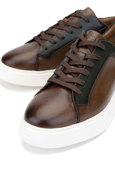  Tamer Tanca Erkek Hakiki Deri Ceviz/Yeşil Casual Ayakkabı