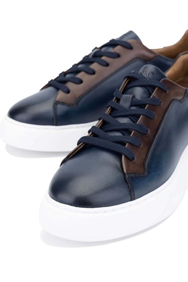  Tamer Tanca Erkek Hakiki Deri Lacivert Casual Ayakkabı