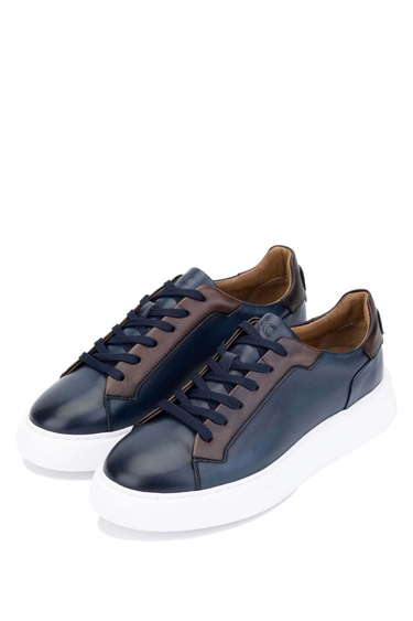  Tamer Tanca Erkek Hakiki Deri Lacivert Casual Ayakkabı