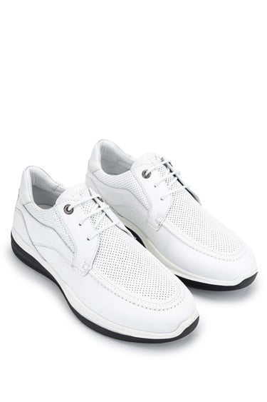  Tamer Tanca Erkek Hakiki Deri Beyaz Casual Ayakkabı