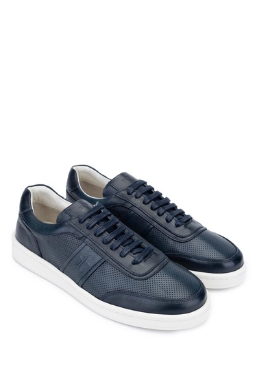  Tamer Tanca Erkek Hakiki Deri Lacivert Casual Ayakkabı