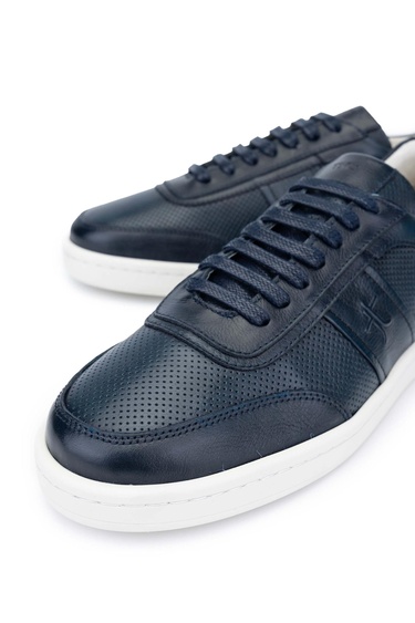  Tamer Tanca Erkek Hakiki Deri Lacivert Casual Ayakkabı