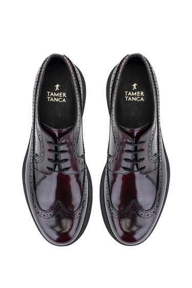  Tamer Tanca Erkek Hakiki Deri Bordo Casual Ayakkabı