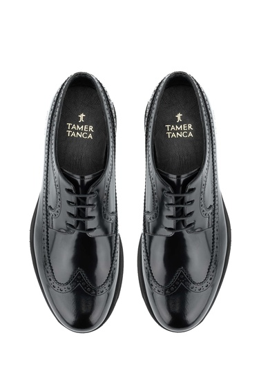  Tamer Tanca Erkek Hakiki Deri Siyah Açma Casual Ayakkabı