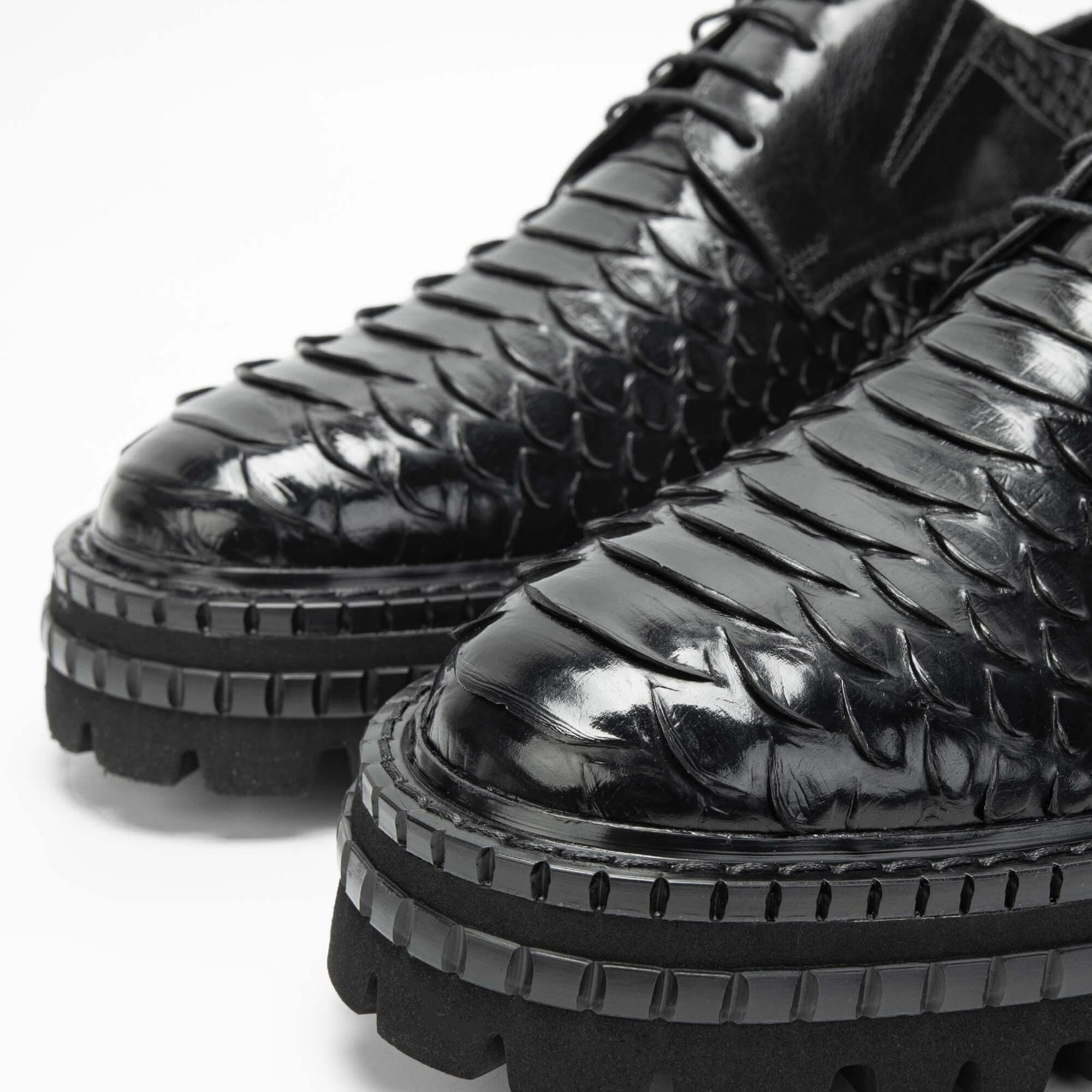 Tamer Tanca Erkek Hakiki Deri Siyah Yılan Casual Ayakkabı