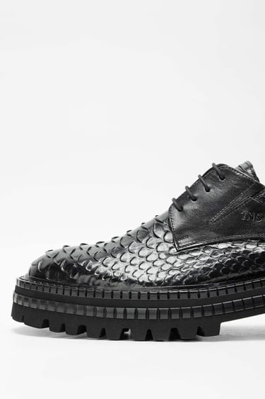  Tamer Tanca Erkek Hakiki Deri Siyah Yılan Casual Ayakkabı