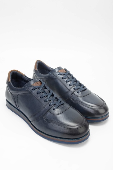  Tamer Tanca Erkek Hakiki Deri Lacivert Casual Ayakkabı