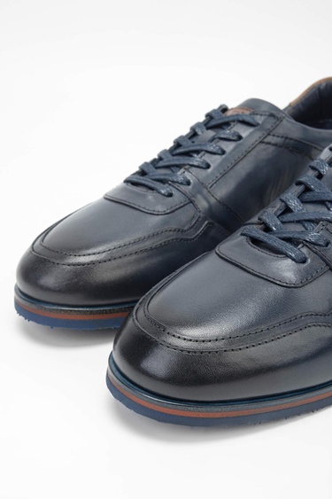  Tamer Tanca Erkek Hakiki Deri Lacivert Casual Ayakkabı