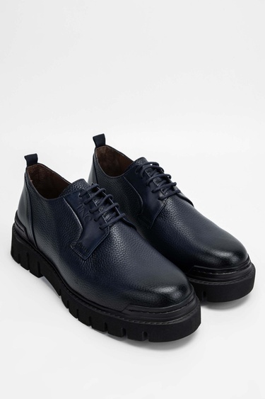  Tamer Tanca Erkek Hakiki Deri Lacivert Casual Ayakkabı