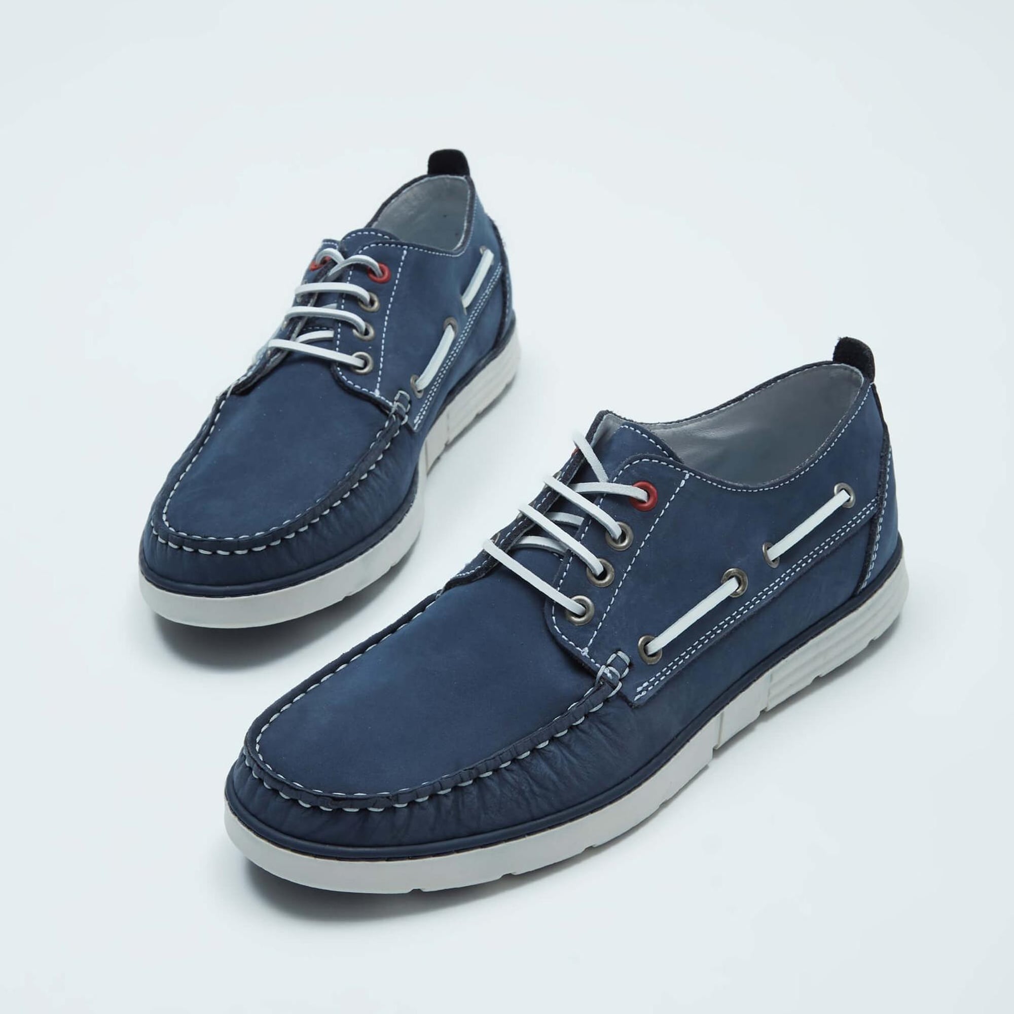 Tamer Tanca Erkek Hakiki Deri Mavi Casual Ayakkabı