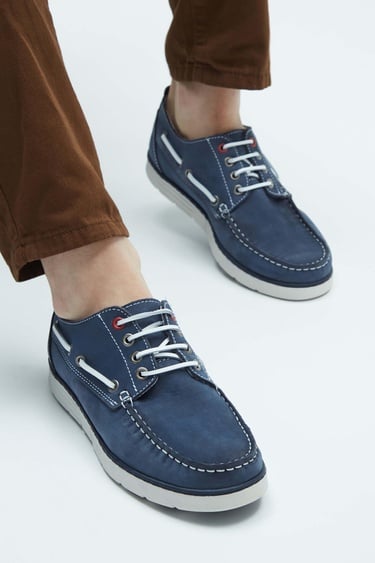  Tamer Tanca Erkek Hakiki Deri Mavi Casual Ayakkabı