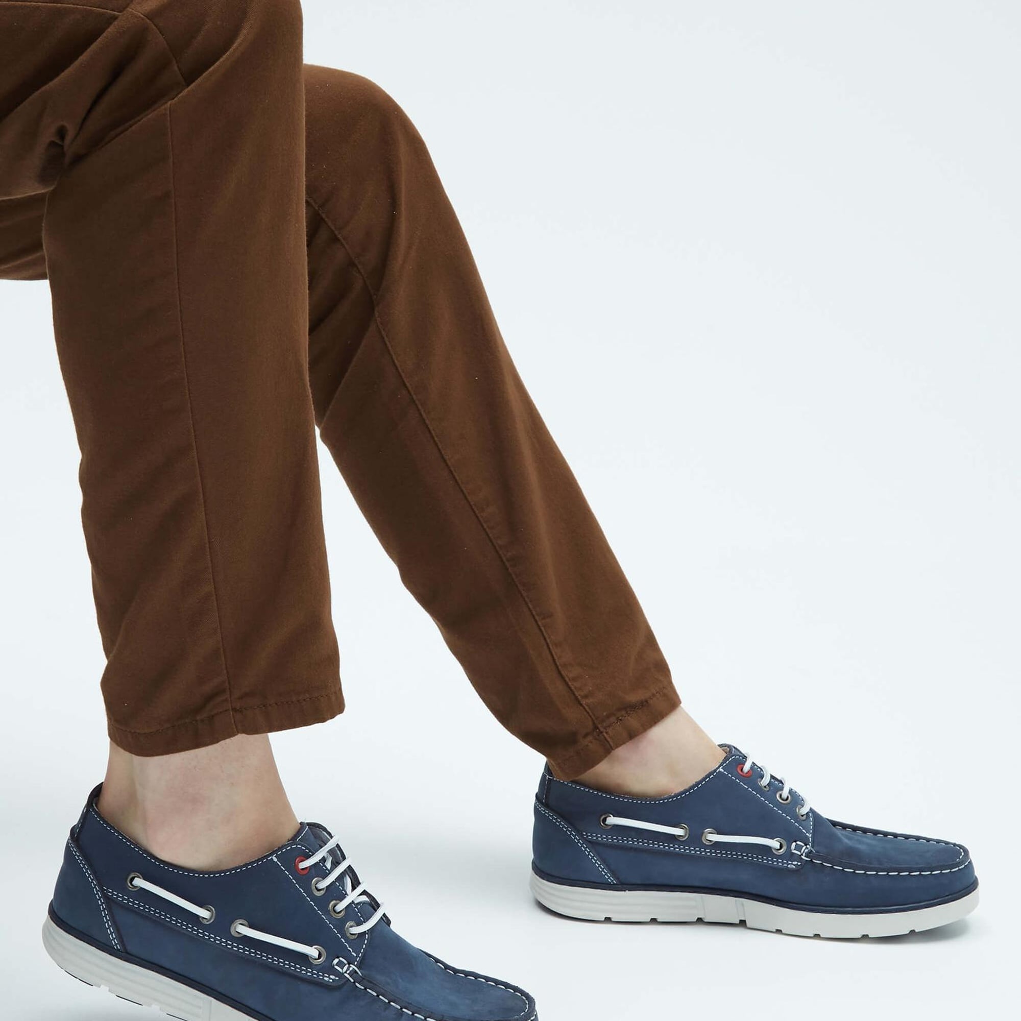 Tamer Tanca Erkek Hakiki Deri Mavi Casual Ayakkabı