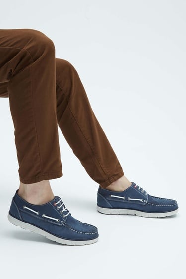  Tamer Tanca Erkek Hakiki Deri Mavi Casual Ayakkabı