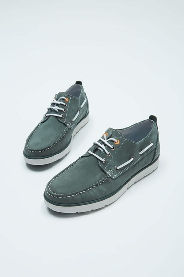  Tamer Tanca Erkek Hakiki Deri Yeşil Casual Ayakkabı