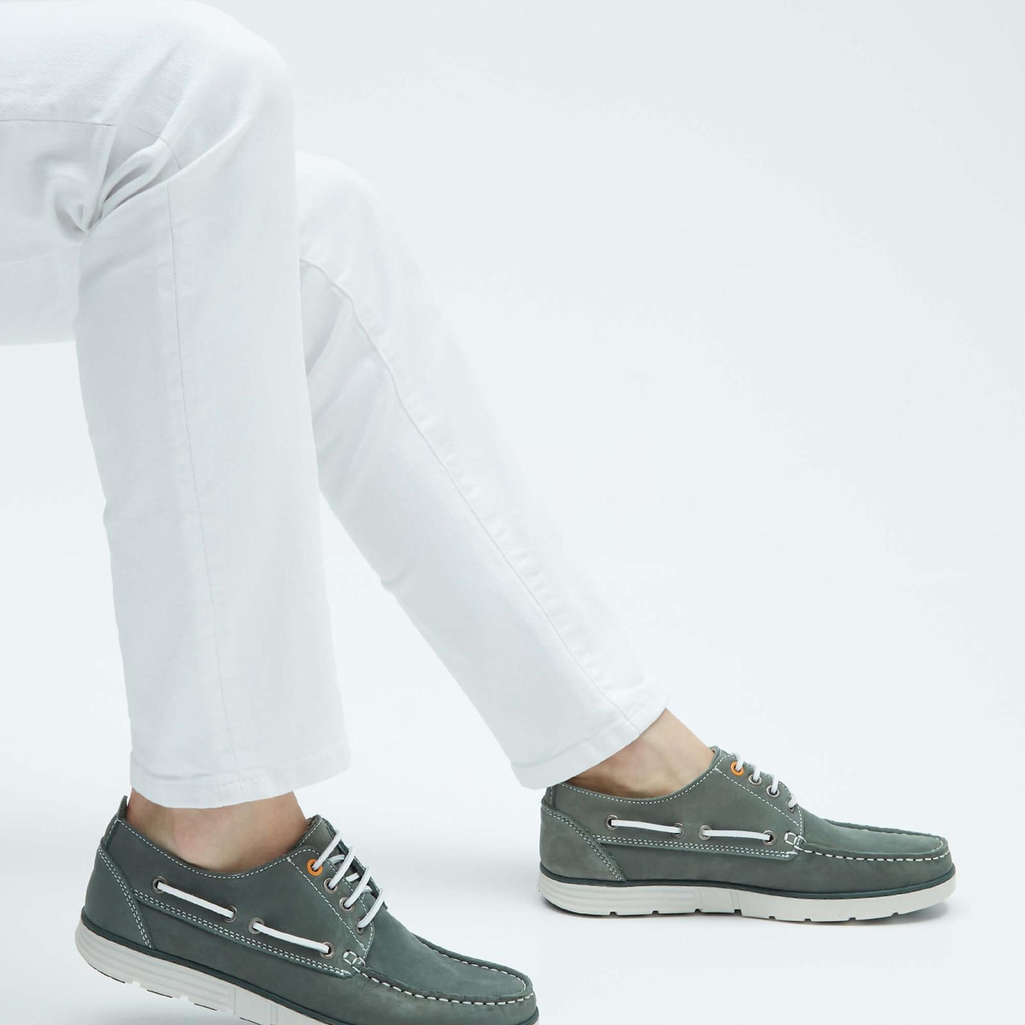 Tamer Tanca Erkek Hakiki Deri Yeşil Casual Ayakkabı