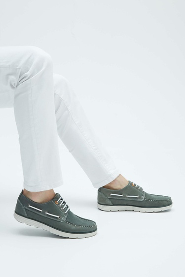  Tamer Tanca Erkek Hakiki Deri Yeşil Casual Ayakkabı