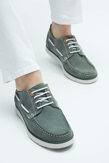  Tamer Tanca Erkek Hakiki Deri Yeşil Casual Ayakkabı